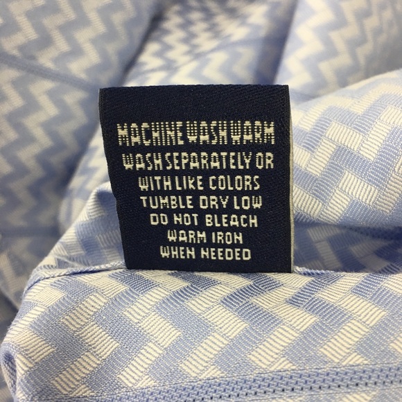 Robert Graham Shirt Blue White Chevron French Cuff Size Extra Large - Picture 7 of 10